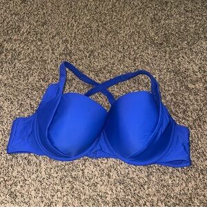 Time and Tru Blue Swim Bra with Crisscross Straps worn once